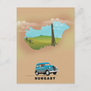 Postale Affiche de voyage carte illustrée de Hongrie