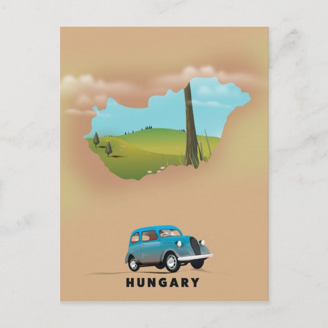 Postale Affiche de voyage carte illustrée de Hongrie (Devant)