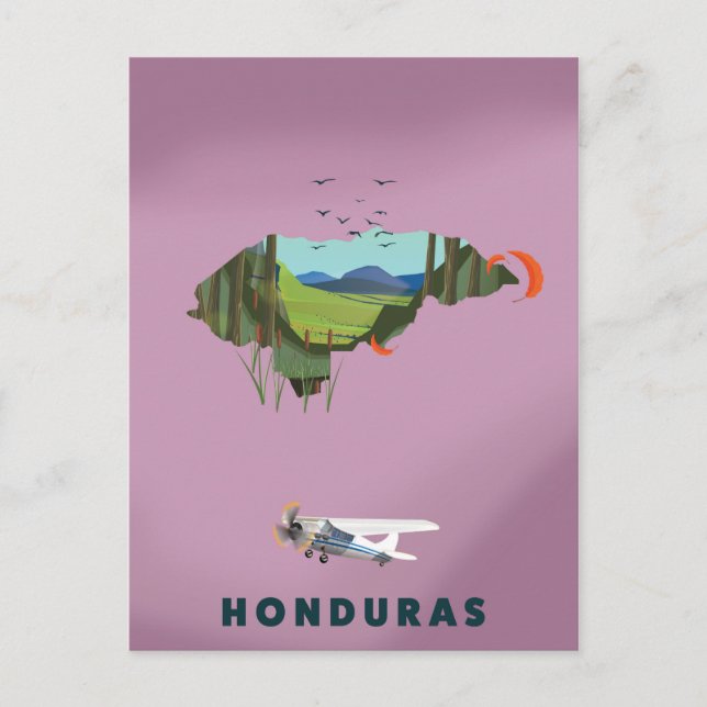 Postale Affiche de voyage carte illustrée du Honduras (Devant)