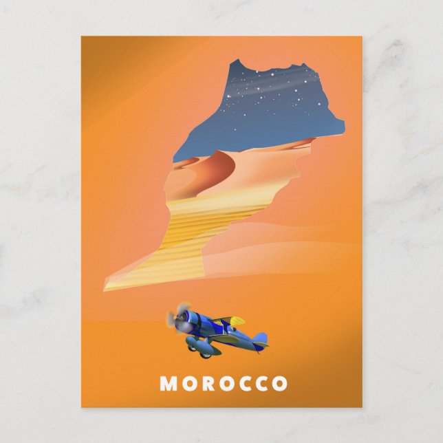 Postale Affiche de voyage carte illustrée du Maroc impress (Devant)
