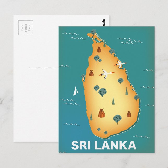 Postale Affiche de voyage carte Sri Lanka (Devant / Derrière)