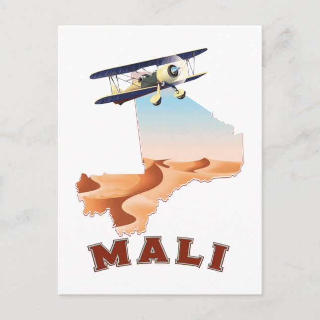 Postale Affiche de voyage de carte vintage Mali (Devant)
