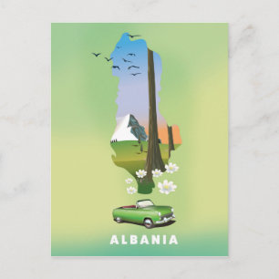 Postale Affiche de voyage illustrée carte de l'Albanie
