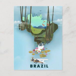 Postale Affiche de voyage illustrée carte du Brésil