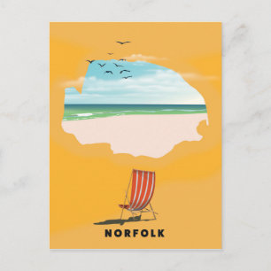 Postale Affiche de voyage illustrée de la carte de Norfolk