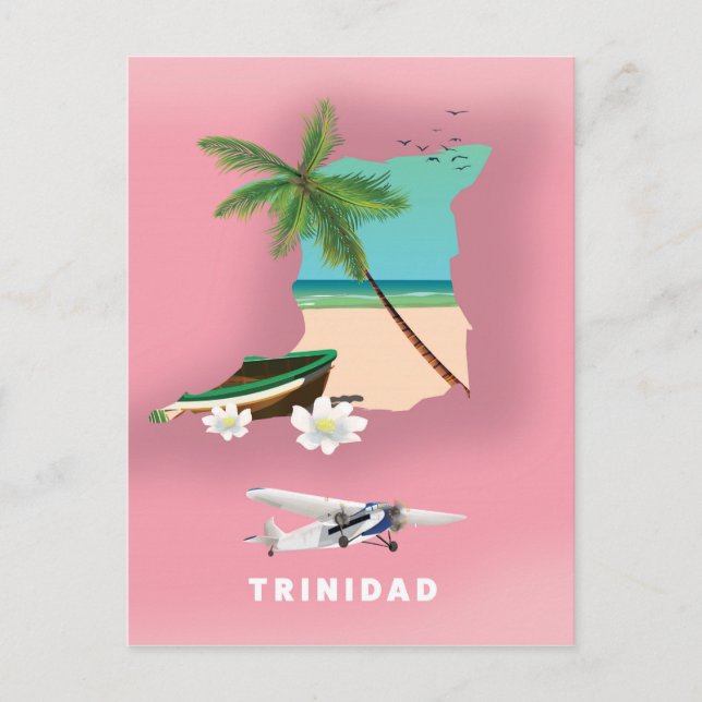 Postale Affiche de voyage illustrée de la carte de Trinité (Devant)
