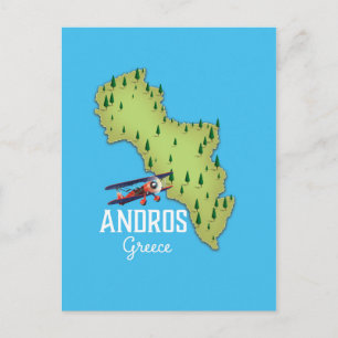 Postale Affiche de voyage illustrée de la carte grecque d'