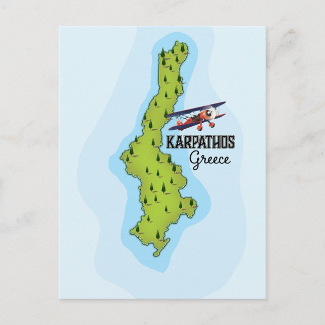 Postale Affiche de voyage illustrée de la carte grecque de (Devant)