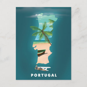 Postale Affiche de voyage impression carte du Portugal.