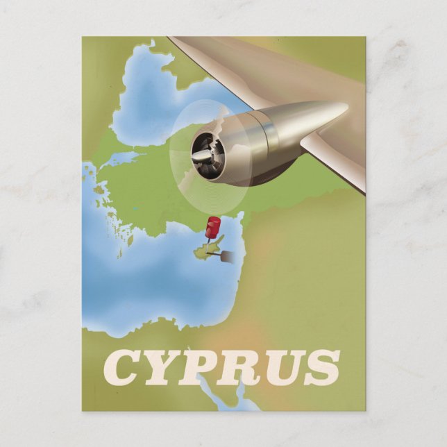 Postale Affiche de voyage vintage carte de Chypre (Devant)