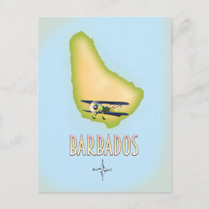 Postale Affiche de voyage vintage carte de la Barbade.