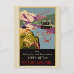 Postale Affiche de voyage vintage Yangtsze Chine Carte pos