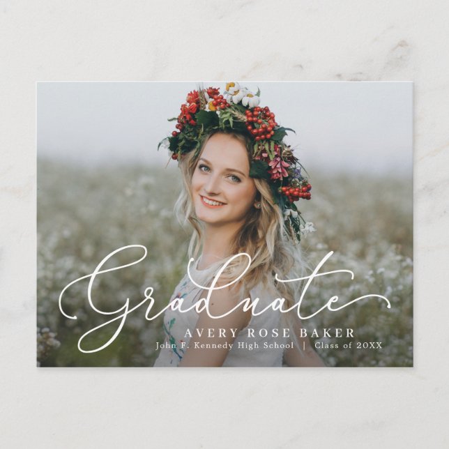 Postale Airy Elegance EDITABLE COULEUR Graduation Carte po (Devant)