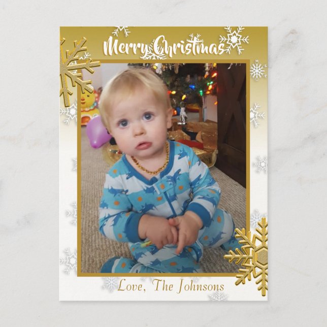 Postale Ajouter une photo à cette carte Gold Christmas (Devant)