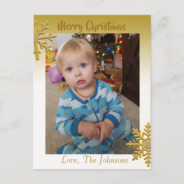 Postale Ajouter une photo à cette carte Gold Christmas (Devant)