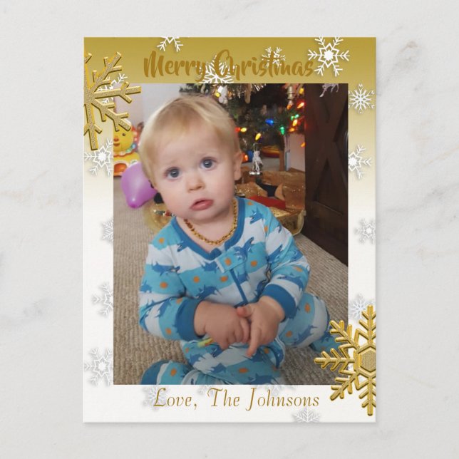 Postale Ajouter une photo à cette carte Gold Christmas (Devant)