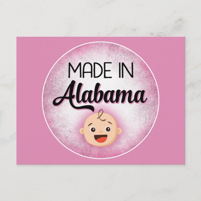 Postale Alabama Baby Funny Pink Nouvelle Fille Carte posta (Devant)