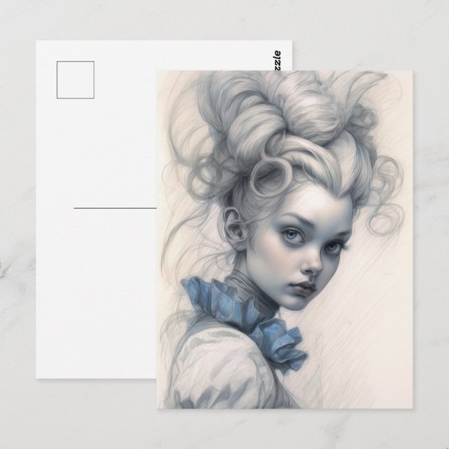 Postale Alice au pays des merveilles, Sketch Art. Carte po (Devant / Derrière)