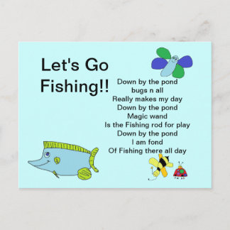 Postale Allons à la Carte de Pêche avec Poème