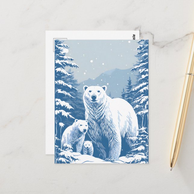 Postale Amateurs d'ours polaires d'hiver saisonnier Carte  (Devant/Arrière en situation)