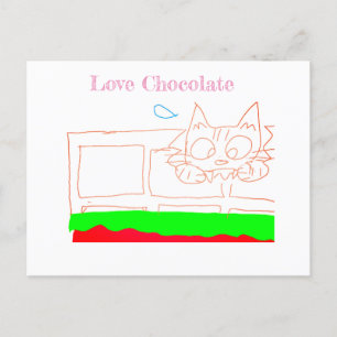 Postale amour carte chat chocolat