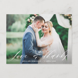 Postale amour et merci, carte de remerciements mariage
