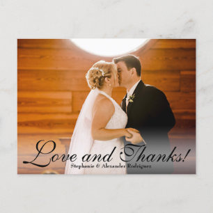 Postale Amour et Merci Sheer Mariage Photo Carte de remerc