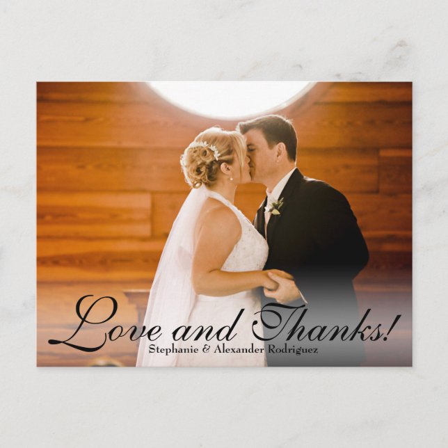 Postale Amour et Merci Sheer Mariage Photo Carte de remerc (Devant)