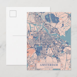Postale Amsterdam Pays-Bas Carte De Ville Ventée Voyage