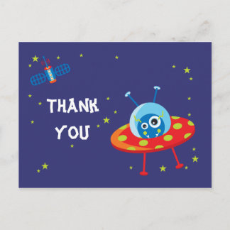 Postale Amusant alien ufvaisseau garçons merci carte posta