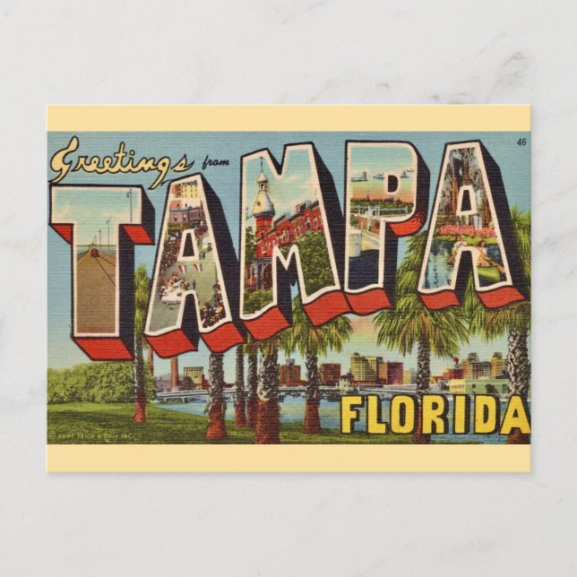 Postale Ancienne carte de Floride de Tampa Bienvenue (Devant)