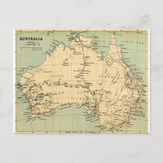 Postale Ancienne carte de l'Australie (Devant)