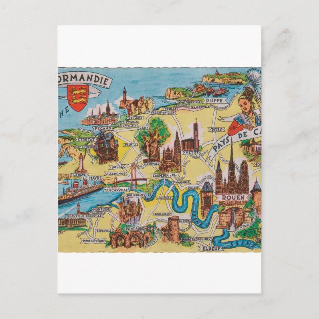 Postale Ancienne carte de Normandie (Devant)