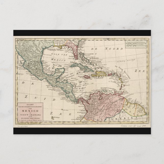 Postale Ancienne carte des Caraïbes des Antilles (1765) (Devant)