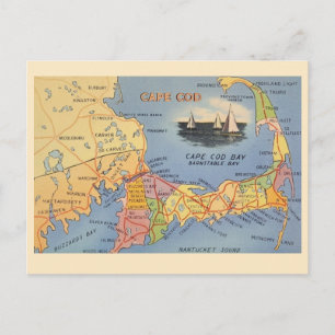 Postale Ancienne carte du Cap Cod Massachusetts