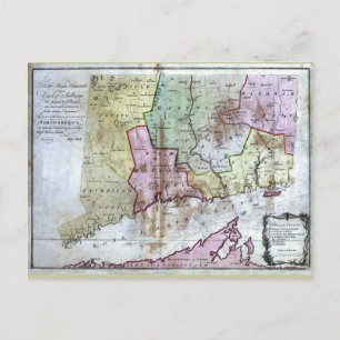 Postale Ancienne carte du Connecticut 1766