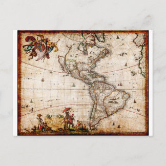 Postale Ancienne carte du continent américain