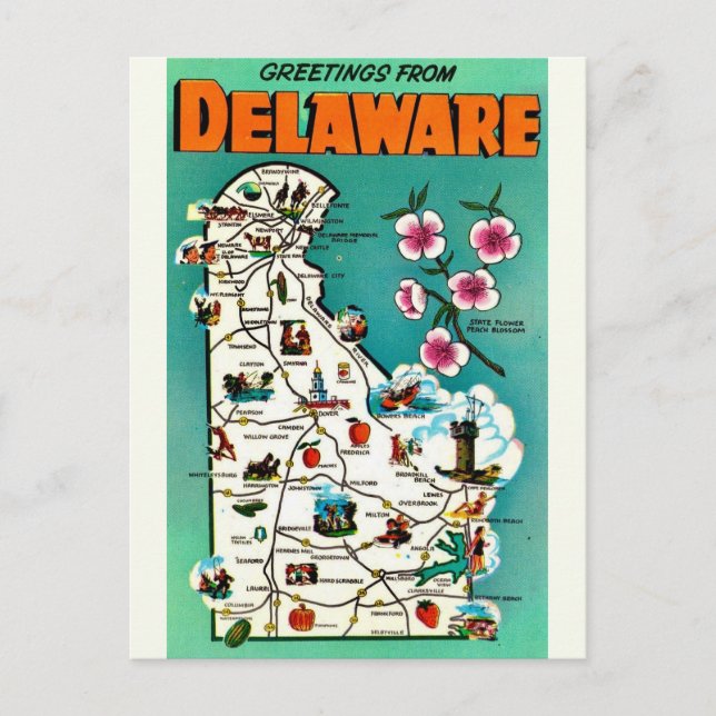 Postale Ancienne carte du Delaware  (Devant)