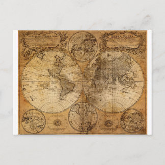 Postale Ancienne carte du monde vintage
