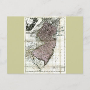 Postale Ancienne carte du New Jersey de 1777