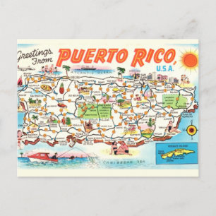 Postale Ancienne Carte Illustrée de Porto Rico sur Carte P