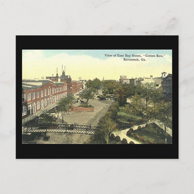 Postale Ancienne carte postale, Cotton Row, Savannah, Géor (Devant)