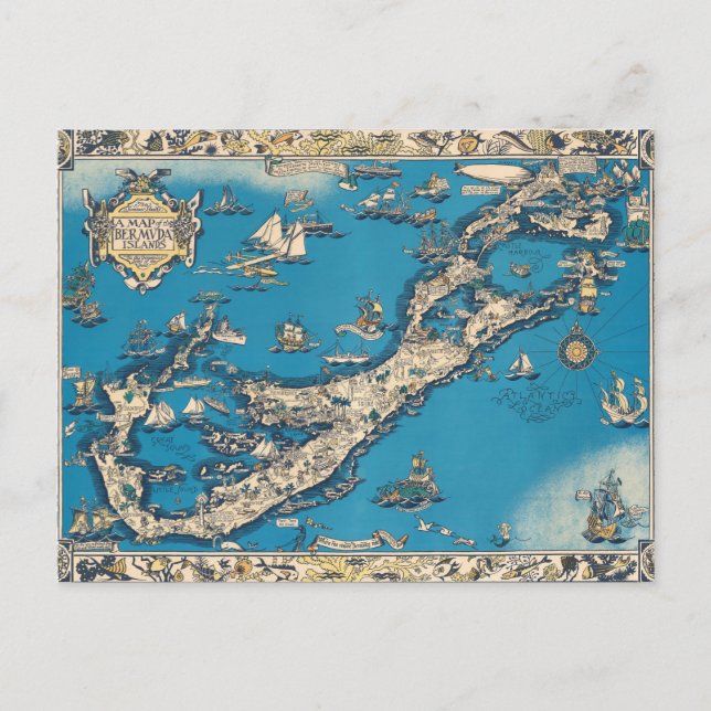 Postale Ancienne carte vintage des Bermudes (Devant)