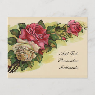 Postale Ancienne Rose Vintage, Carte de Texte à Éditer