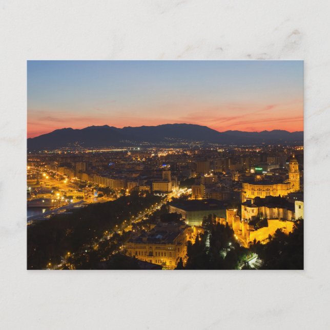 Postale Andalousie - Malaga au coucher du soleil carte pos (Devant)