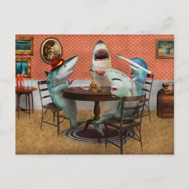 Postale Animaux - Poisson - Requins carte (Devant)