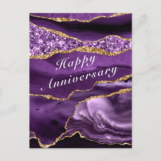 Postale Anniversaire Carte Agate Violet violet Parties sci (Devant)