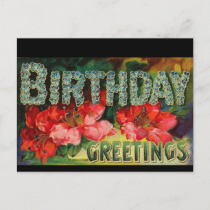 Postale Anniversaire floral victorien vintage - Carte post