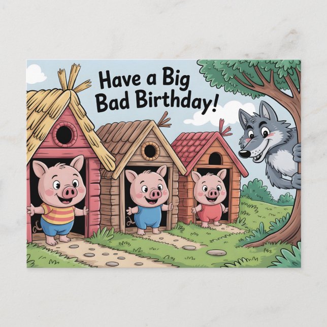 Postale ANNIVERSAIRE MÉCHANT : Illustration d'une carte hu (Devant)
