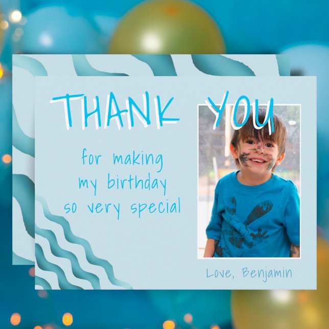 Postale Anniversaire Merci Carte photo pour Boys Waves (Créateur téléchargé)